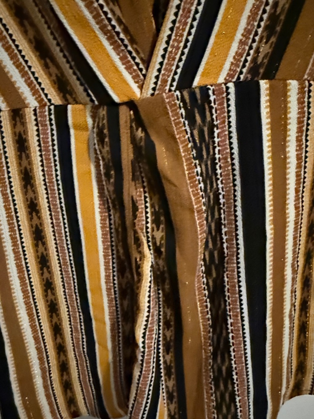 Ruby Rd Mustard Rust Black Printed Blouse XLP Lightweight Top Boho - Picture 5 of 6